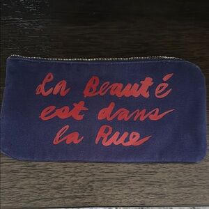 Clare V. Navy Pouch with Red Accent